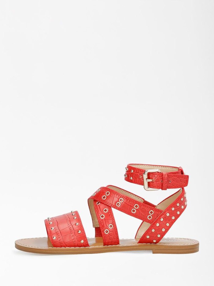 Sandalias Guess Cevie Studs Mujer Rojos | SE-846978