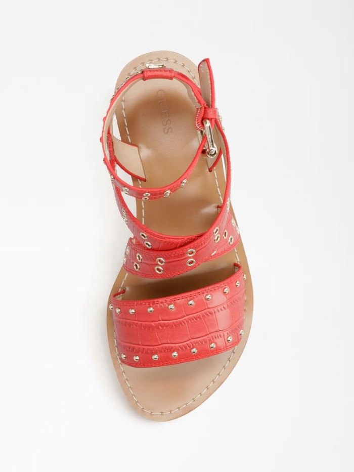 Sandalias Guess Cevie Studs Mujer Rojos | SE-846978