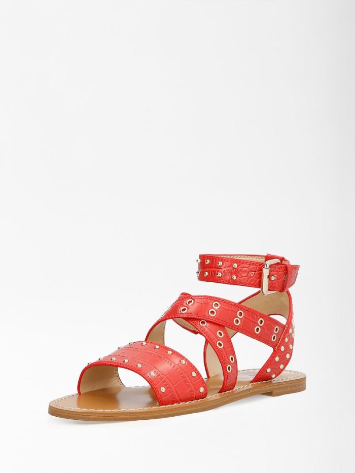 Sandalias Guess Cevie Studs Mujer Rojos | SE-846978