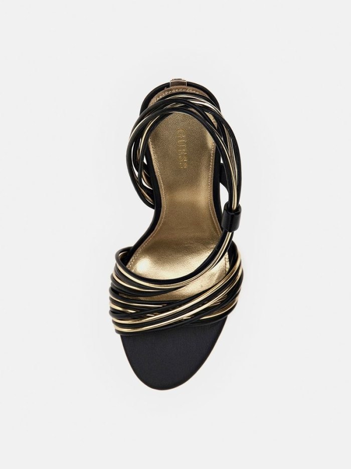 Sandalias Guess Faize Laminated-detail Mujer Negros | SE-917279