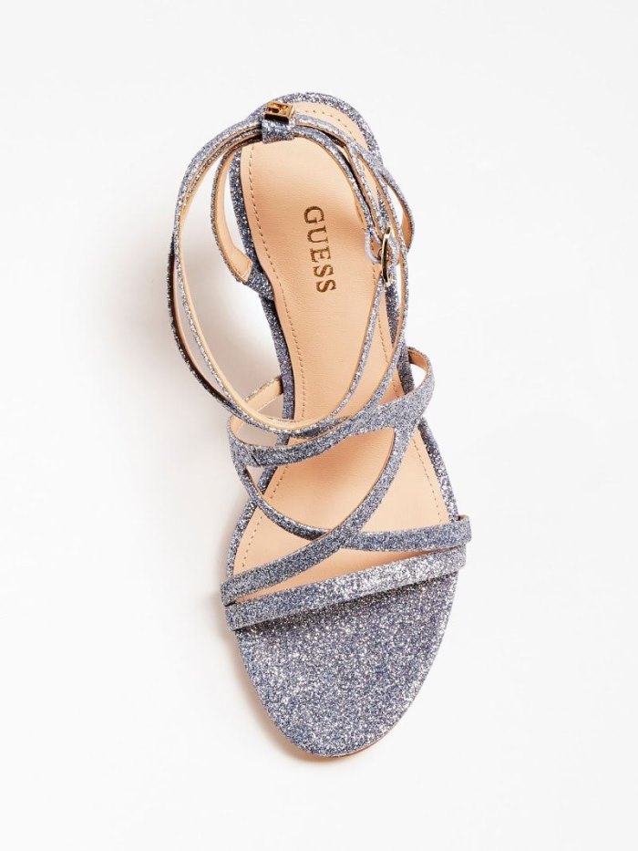 Sandalias Guess Fennela Glitter Mujer Azules | SE-316667