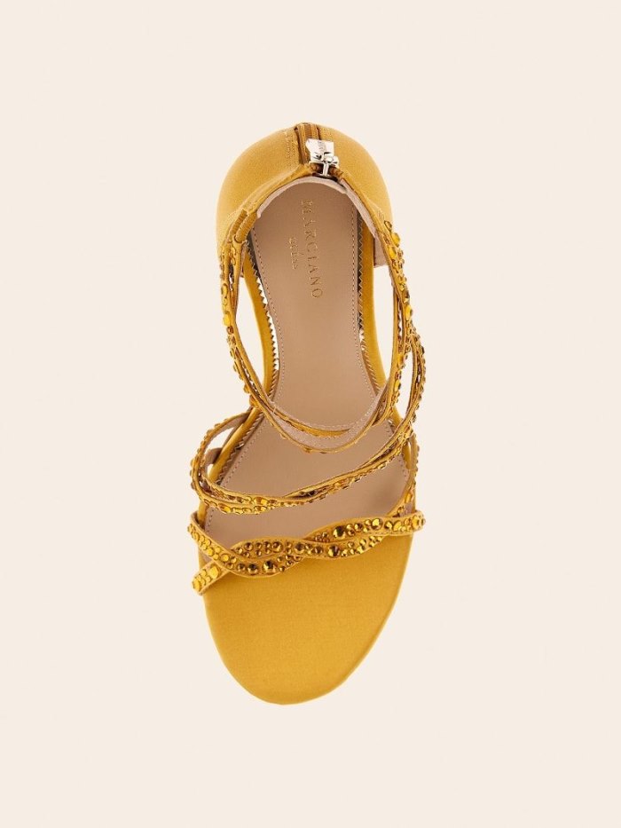 Sandalias Guess Marciano Rhinestone Mujer Dorados | SE-700744