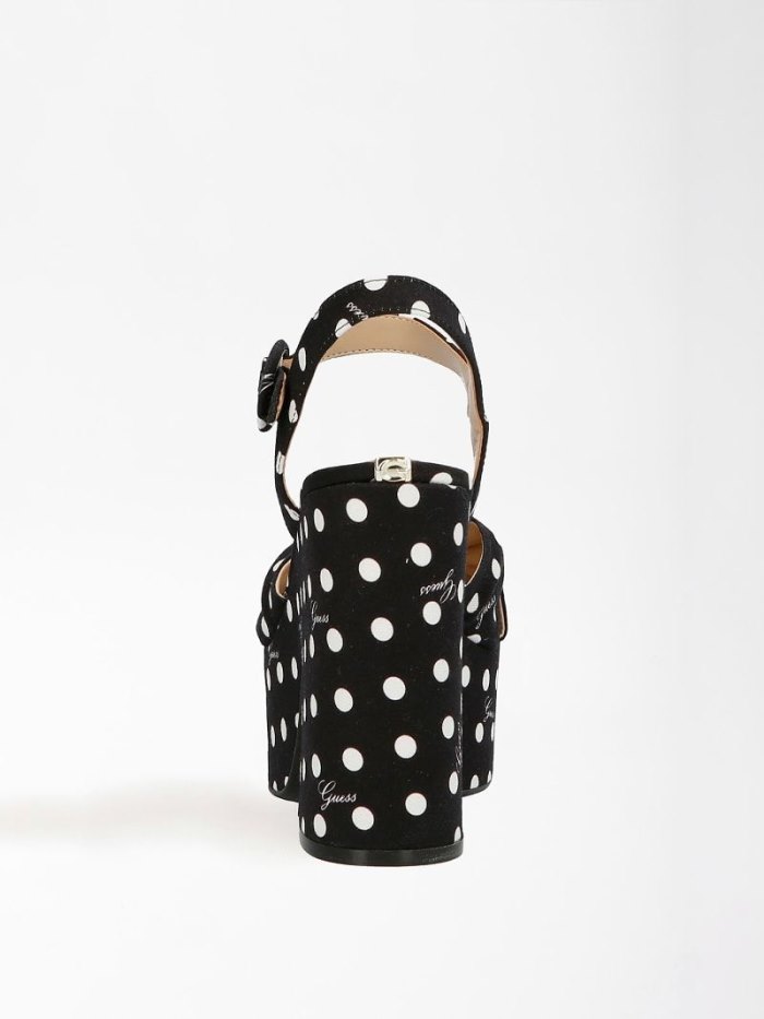 Sandalias Guess Rion Polkadot Mujer Negros | SE-432767