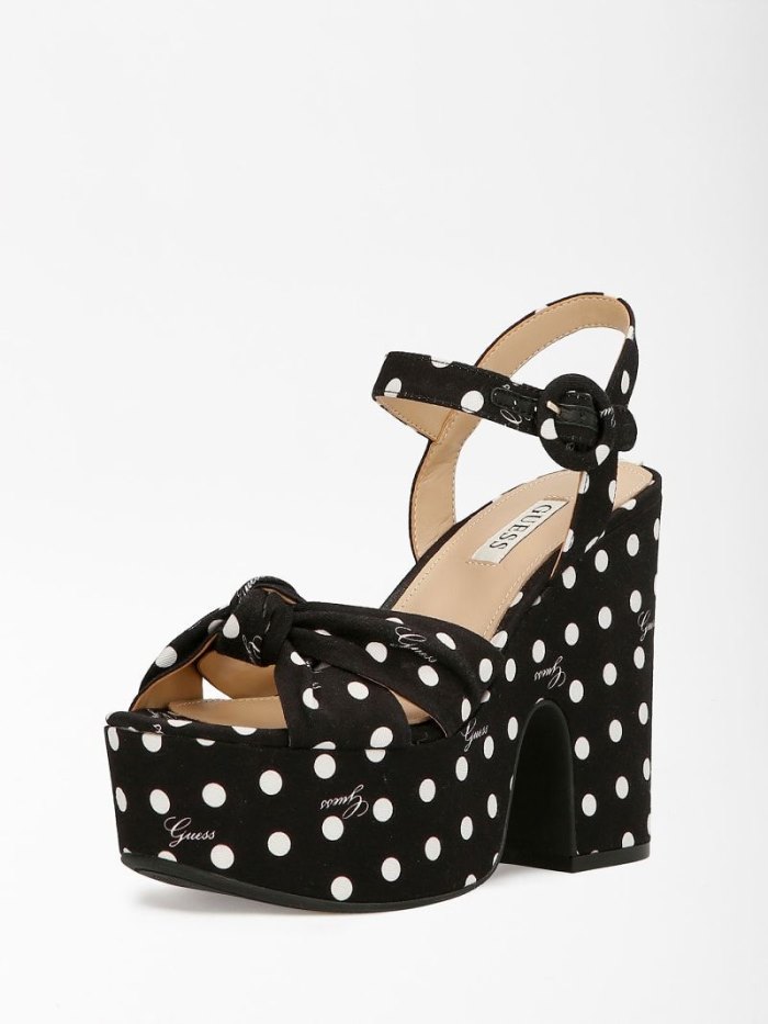 Sandalias Guess Rion Polkadot Mujer Negros | SE-432767