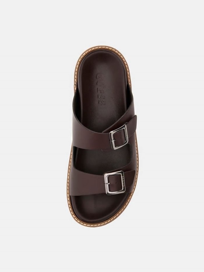 Sandalias Guess Sapata Genuine Leather Hombre Marrom | SE-814637