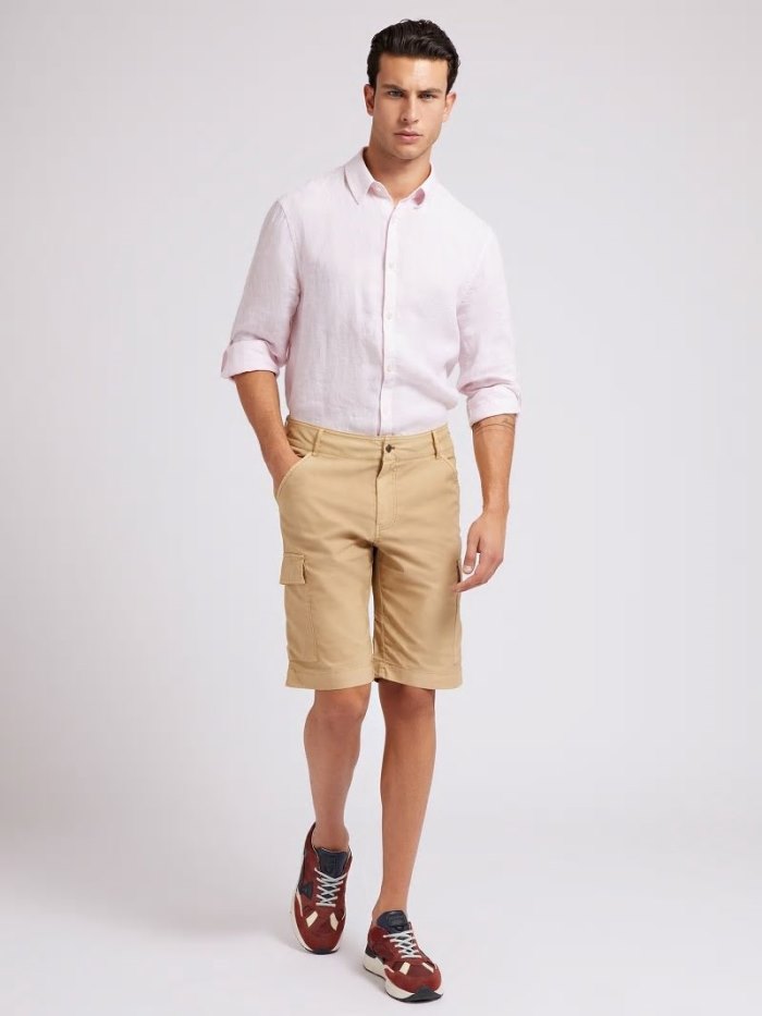 Short Guess Cargo Pockets Hombre Kaki | SE-469331