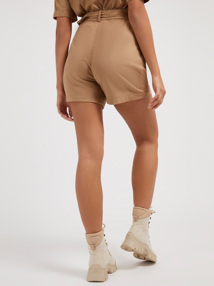 Short Guess Faux Suede Mujer Marrom | SE-823291