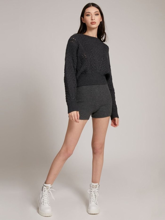 Short Guess Sweater Mujer Grises | SE-782699