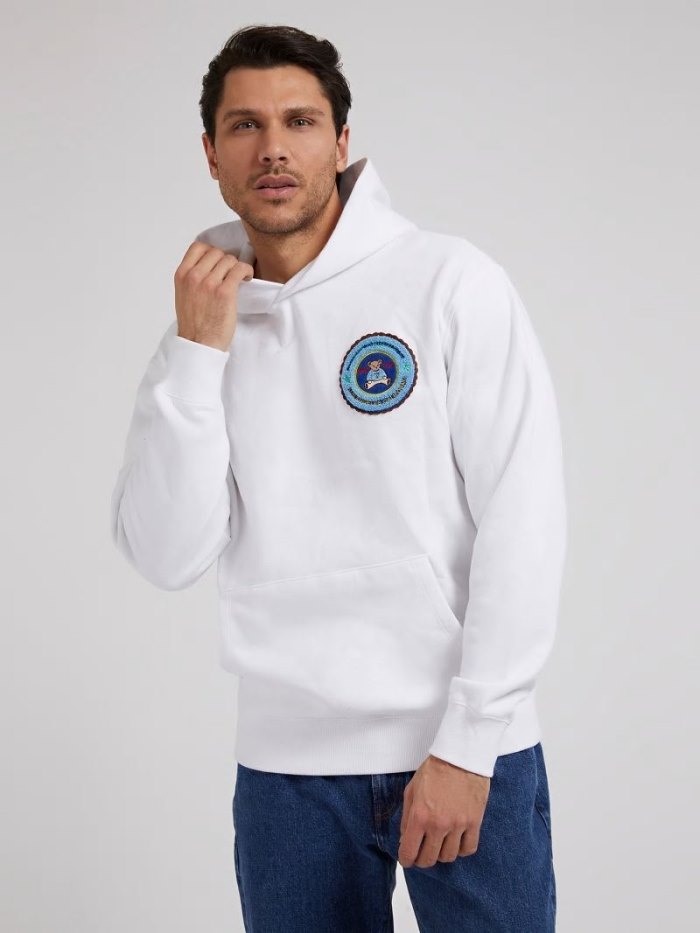 Sudadera con Capucha Guess Hoodie Hombre Blancos | SE-596209