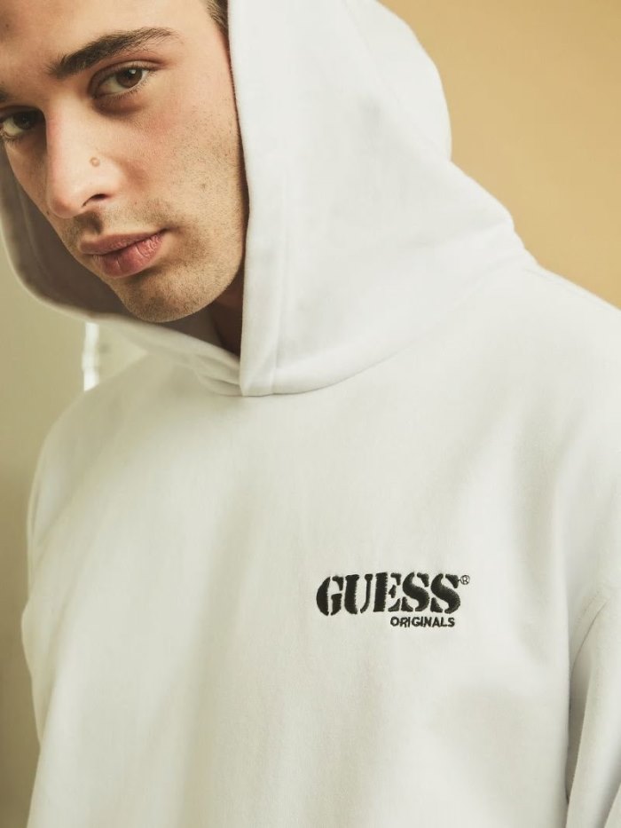 Sudadera con Capucha Guess Logo Hombre Blancos | SE-191279