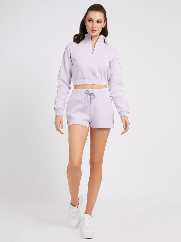 Sudaderas Guess 4g Logo Tape Zip Fastening Mujer Lilac | SE-510525