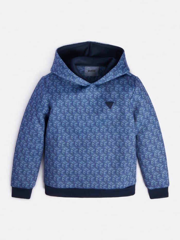 Sudaderas Guess All Over G-cube Logo Print Niños Azules | SE-011717