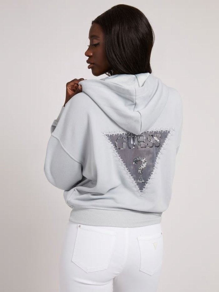 Sudaderas Guess Back Logo Hoodie Mujer Grises | SE-586138