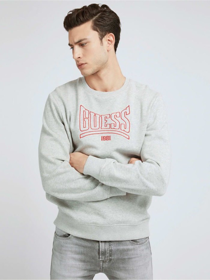 Sudaderas Guess Front Logo Hombre Grises | SE-114497