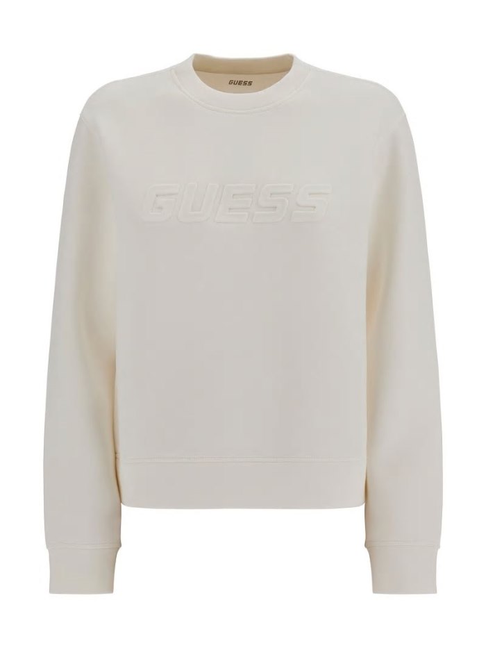 Sudaderas Guess Front Logo Mujer Blancos | SE-249718