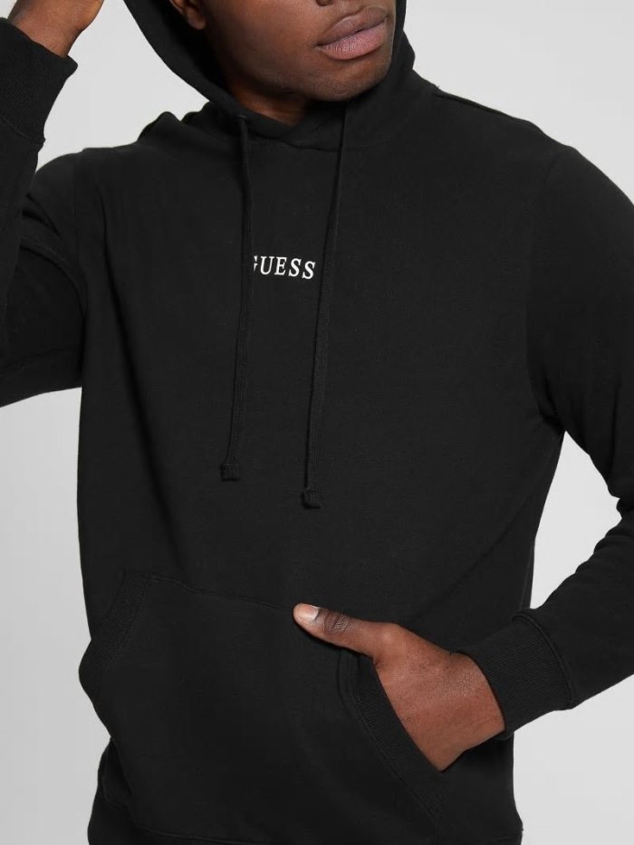 Sudaderas Guess Logo Hooded Hombre Negros | SE-104595