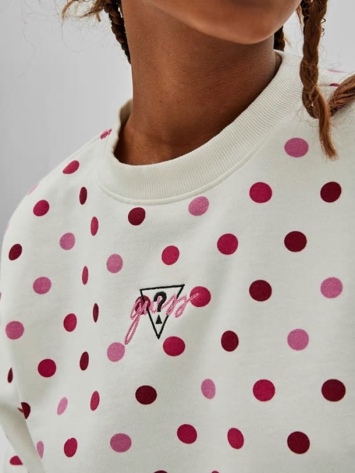 Sudaderas Guess Polka Dot-print Crop Mujer Rosas | SE-026768