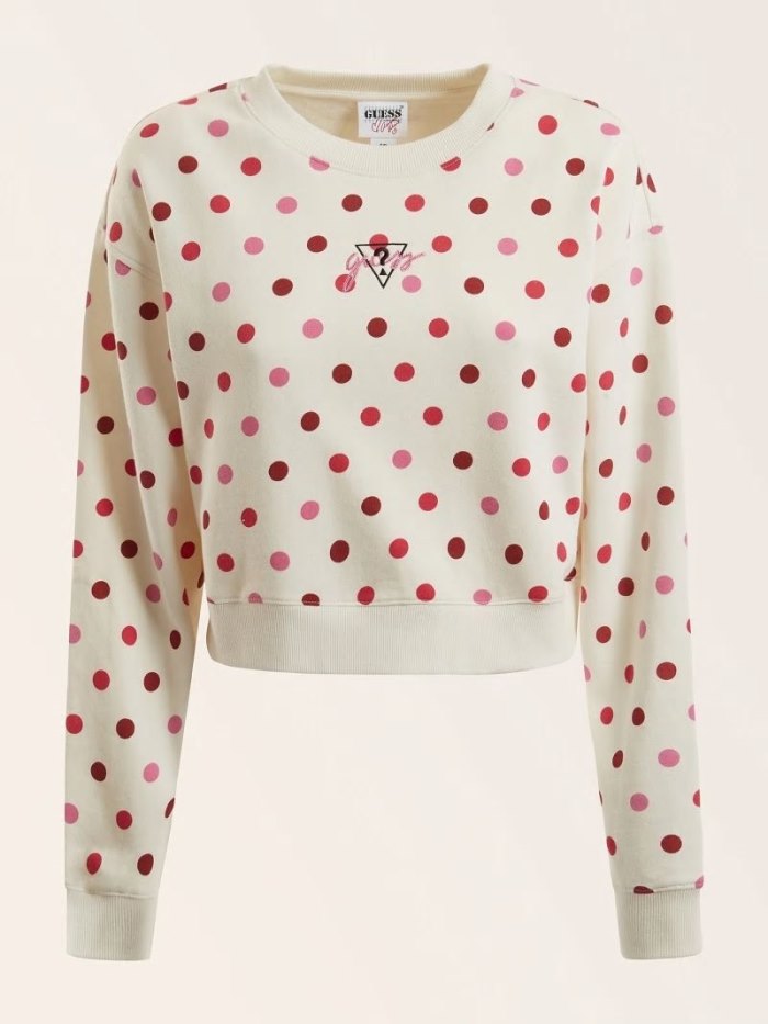 Sudaderas Guess Polka Dot-print Crop Mujer Rosas | SE-026768