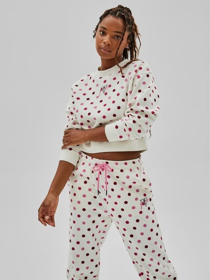 Sudaderas Guess Polka Dot-print Crop Mujer Rosas | SE-026768