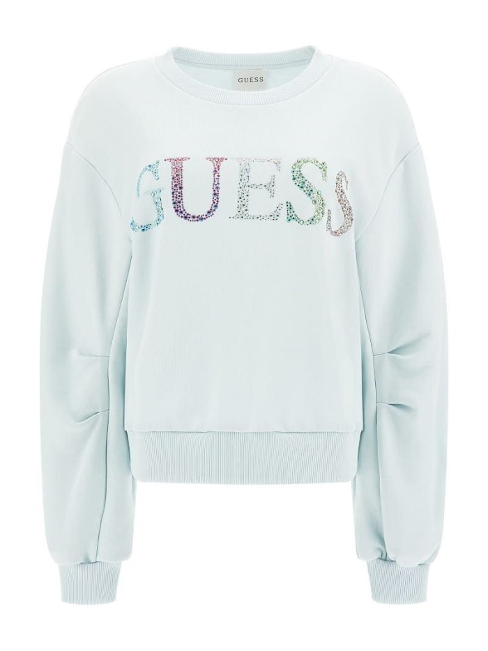 Sudaderas Guess Rhinestones Logo Mujer Azules | SE-065841