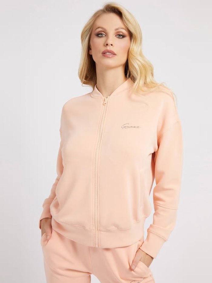 Sudaderas Guess Scuba Zip Fastening Mujer Rosas | SE-059708