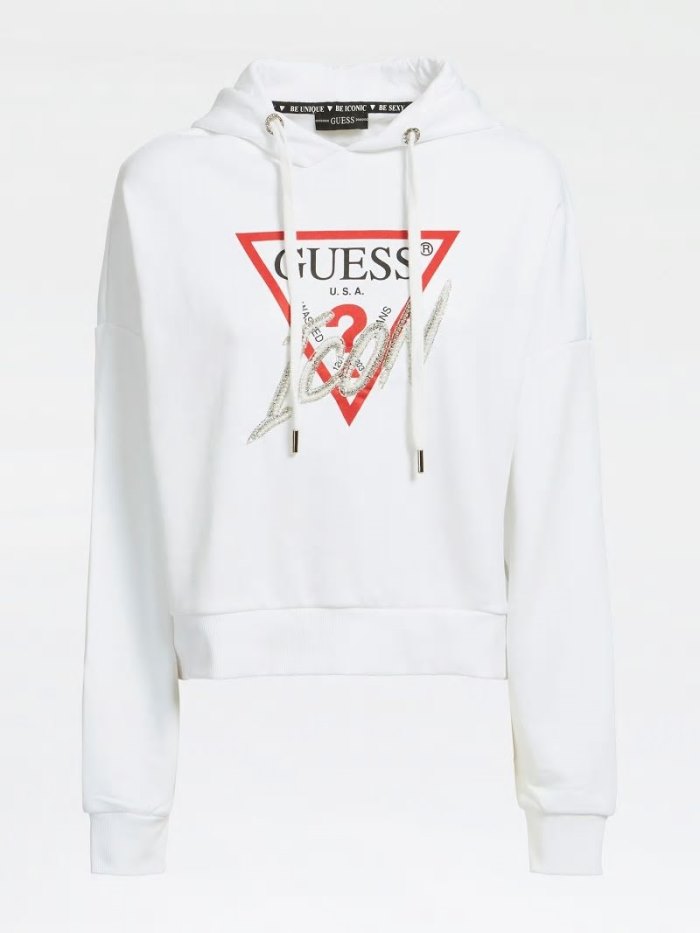 Sudaderas Guess Setting Stones Logo Mujer Blancos | SE-795360