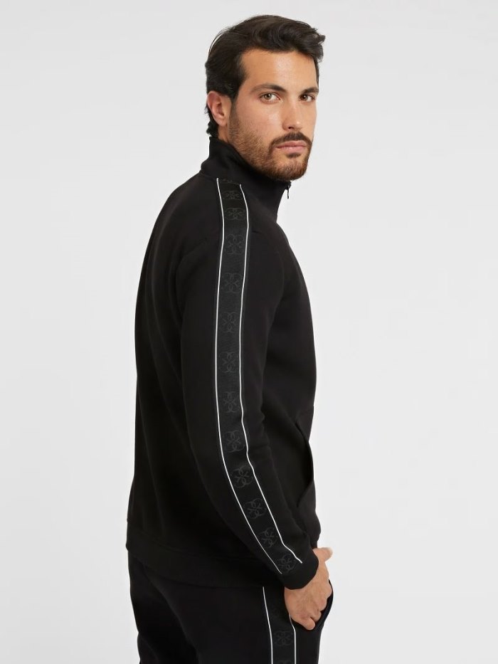 Sudaderas Guess Side Logo Hombre Negros | SE-742688