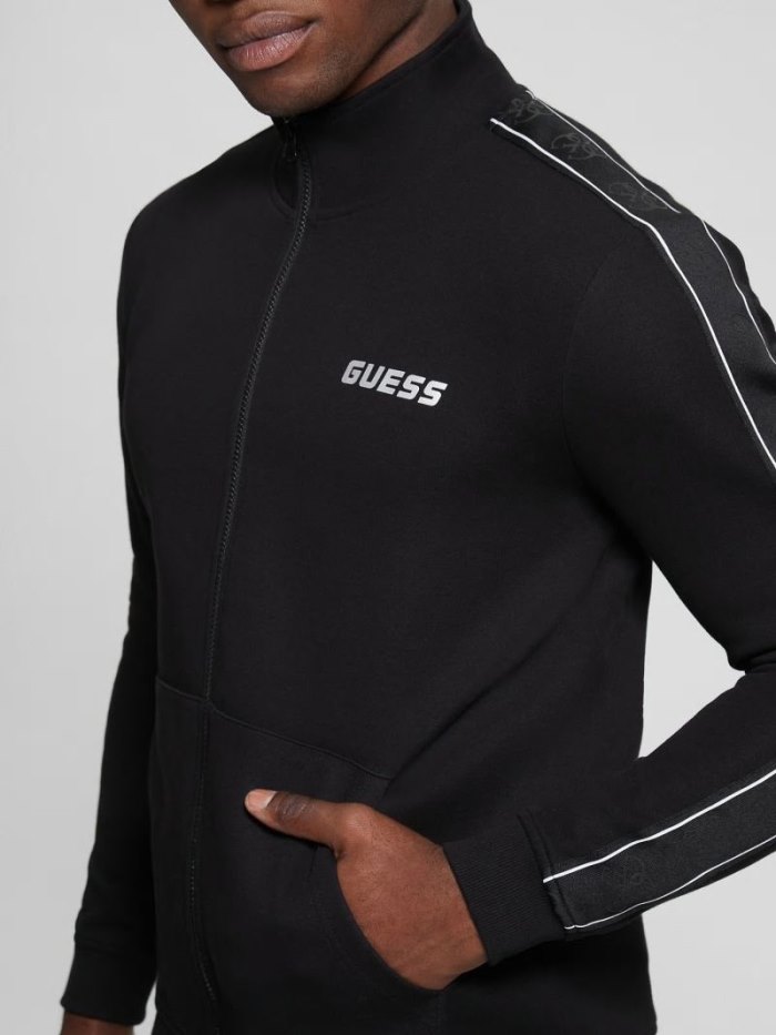 Sudaderas Guess Side Logo Hombre Negros | SE-742688