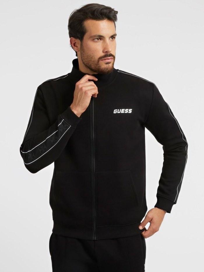 Sudaderas Guess Side Logo Hombre Negros | SE-742688