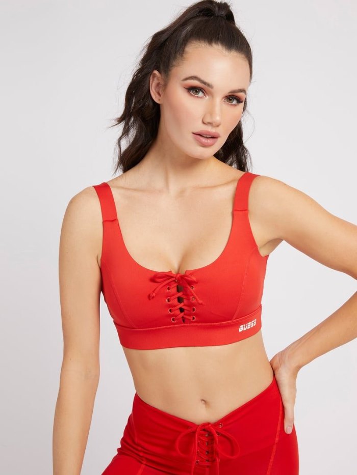 Sujetadores Guess Front Lace Up Active Mujer Rojos | SE-328526