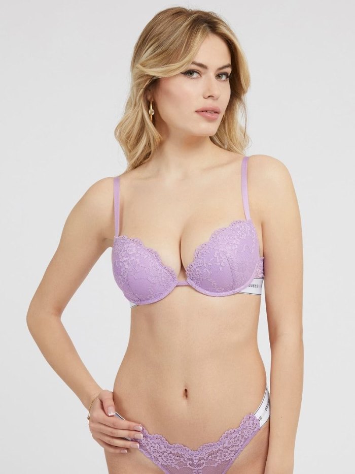 Sujetadores Guess Lace Push Up Bra With Logo Band Mujer Lilac | SE-734846