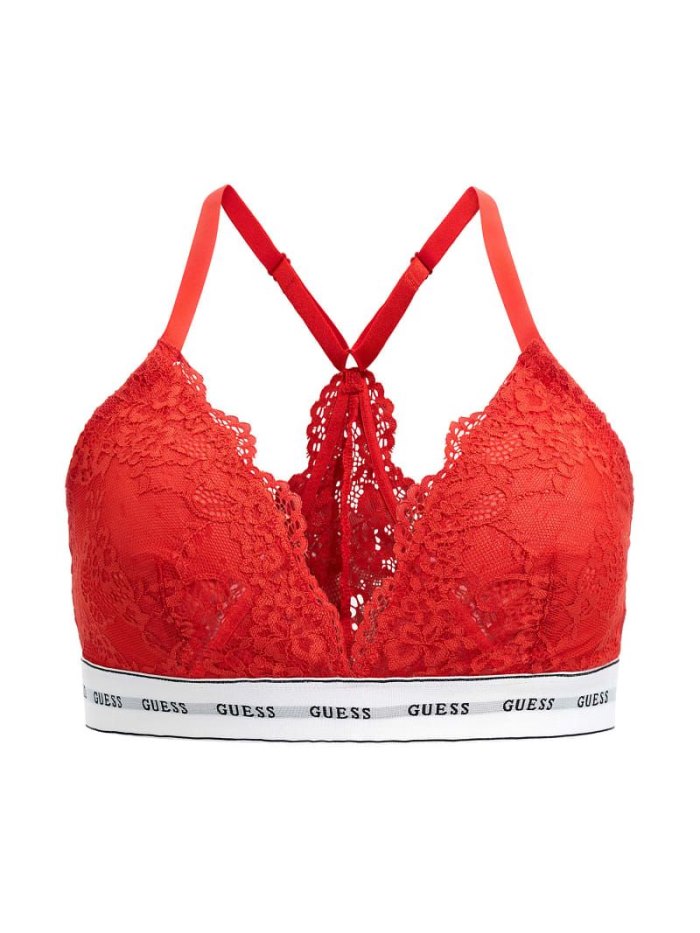 Sujetadores Guess Lace Triangle Bra With Logo Band Mujer Rojos | SE-808301