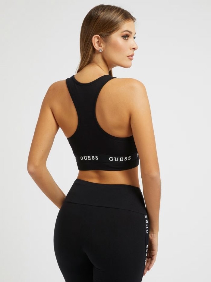 Sujetadores Guess Stretch Jersey Logoed Active Mujer Negros | SE-332343