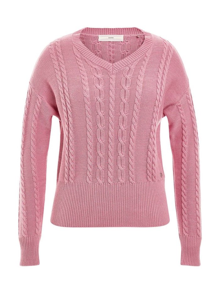 Suéteres Guess Cable Knit Mujer Rosas | SE-416533