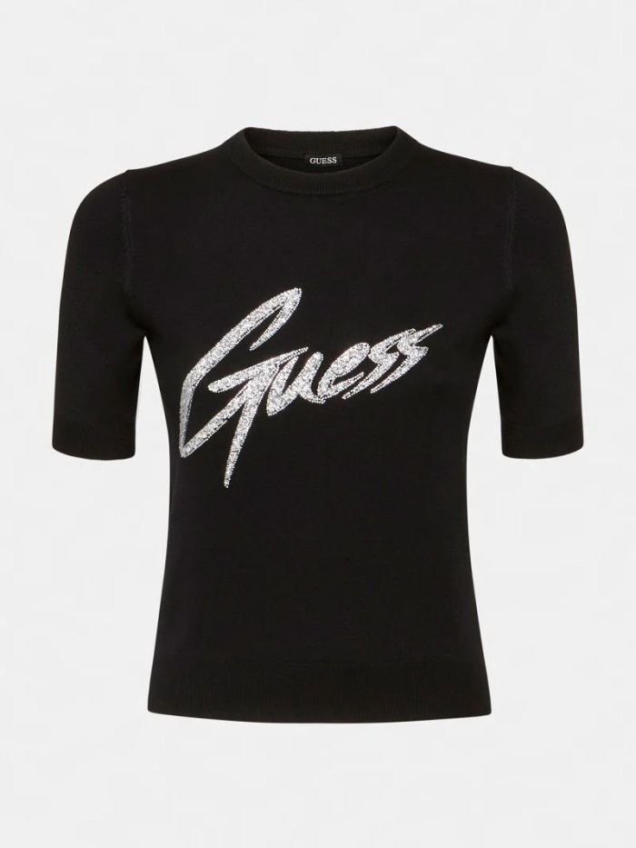 Suéteres Guess Front Logo Mujer Negros | SE-021702