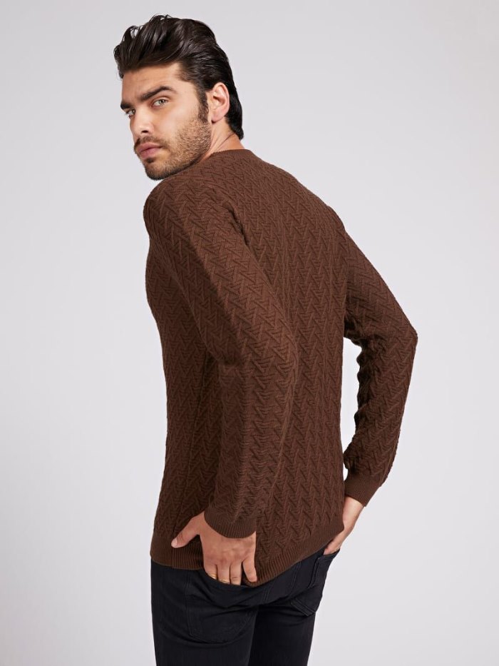 Suéteres Guess Rib Knit Hombre Marrom | SE-975581