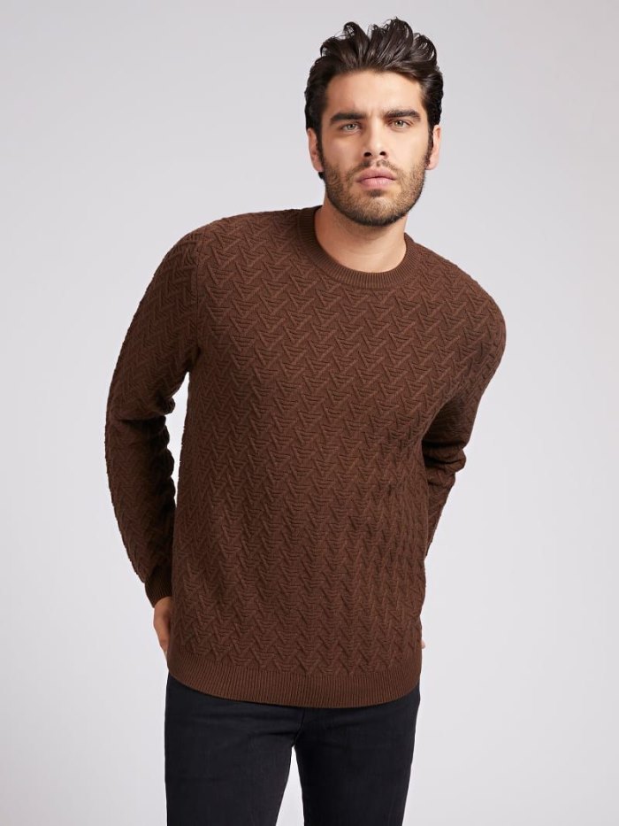 Suéteres Guess Rib Knit Hombre Marrom | SE-975581