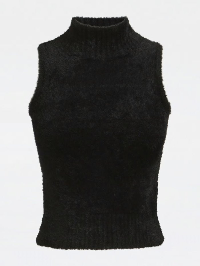 Suéteres Guess Sleeveless Turtle Neck Mujer Negros | SE-403909