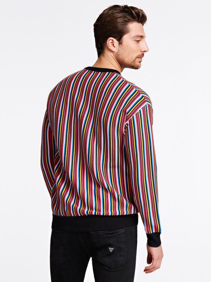 Suéteres Guess Striped Motif Hombre Multicolor | SE-220667