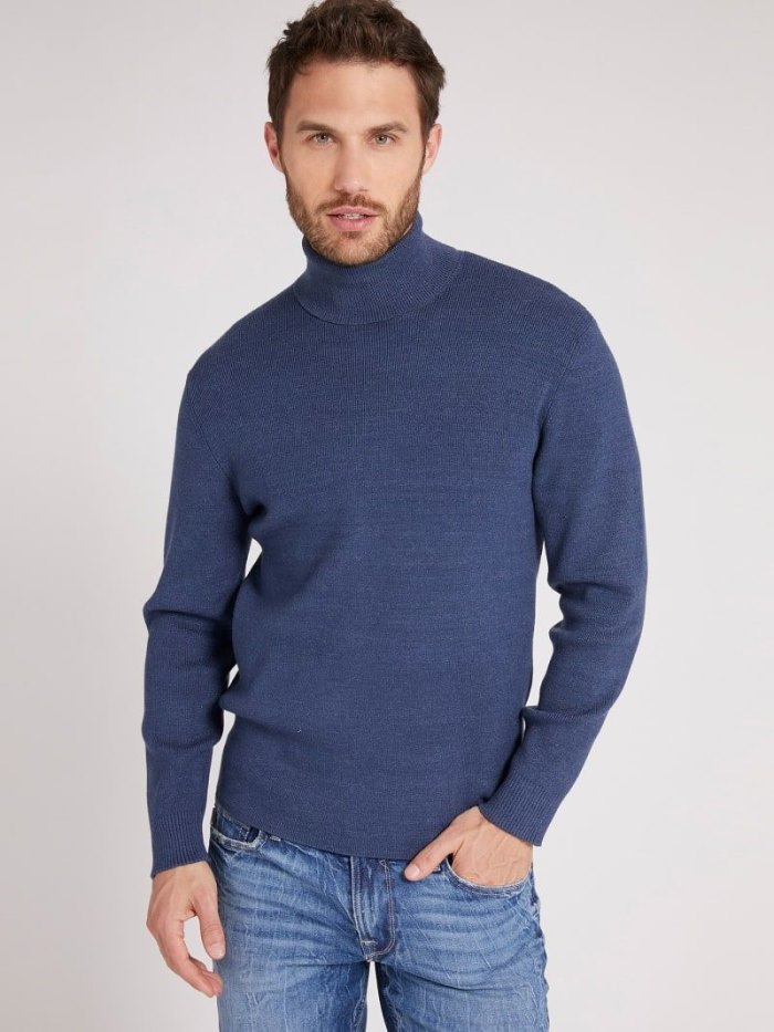 Suéteres Guess Turtle Neck Hombre Azules | SE-187832