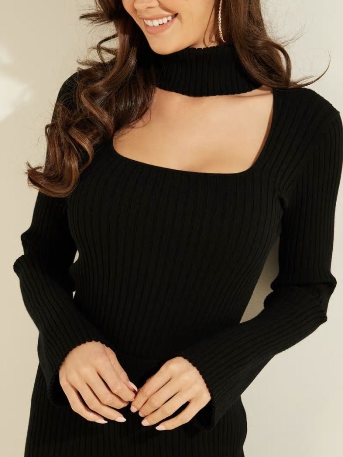 Suéteres Guess Turtle Neck Rib Mujer Negros | SE-050409