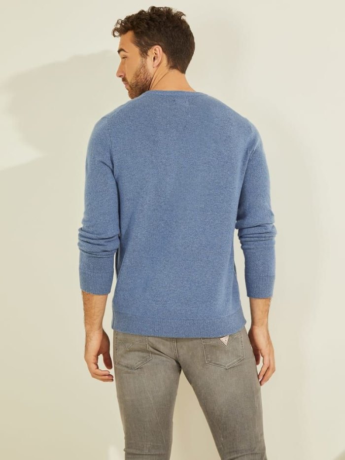 Suéteres Guess Wool Blend Hombre Azules Claro | SE-855143