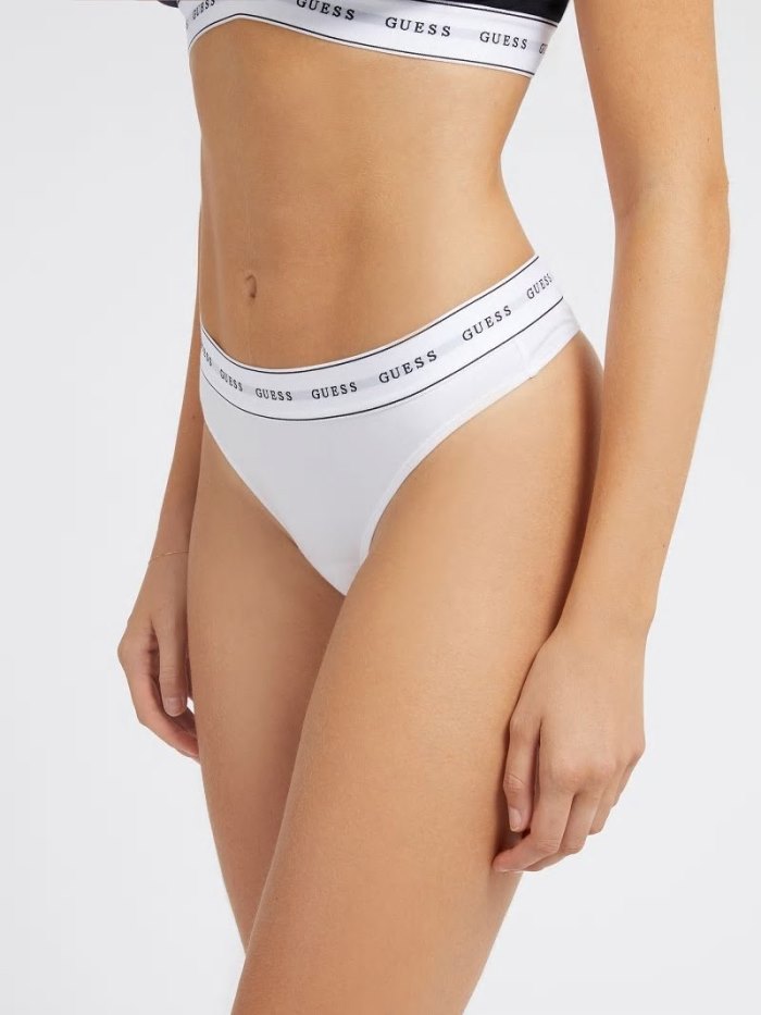 Tanga Guess Logo Band Mujer Blancos | SE-093232