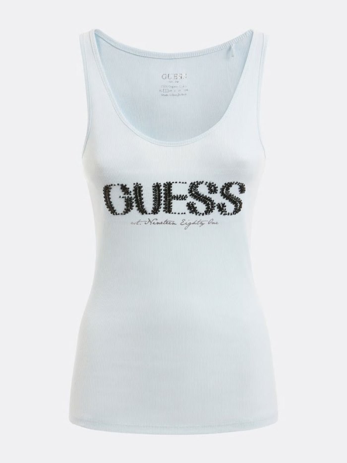 Tank Top Guess Front Logo Tank Top Mujer Azules Claro | SE-695625