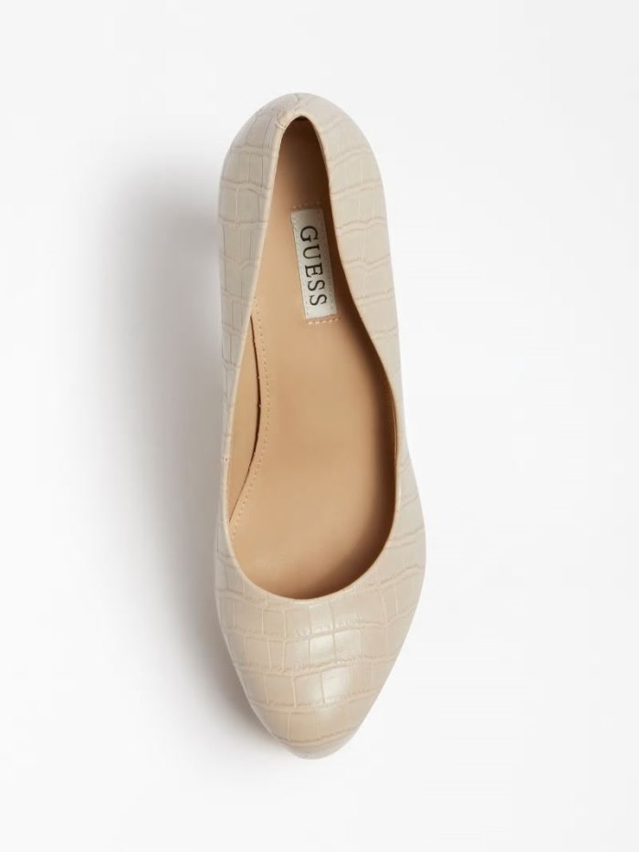 Tenis Court Guess Dearly Croc Print Mujer Beige | SE-442736