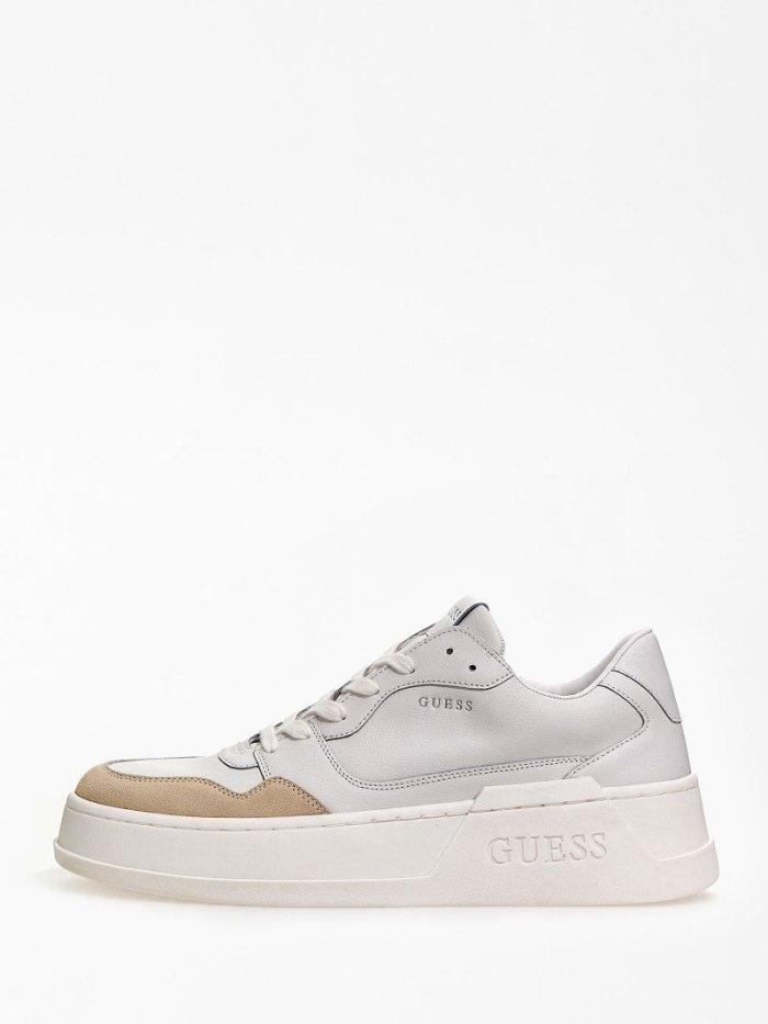 Tenis Guess Ciano Leather Blend Hombre Blancos | SE-638597