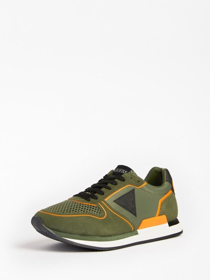 Tenis para Correr Guess Potenza Suede-insert Hombre Verdes | SE-656592