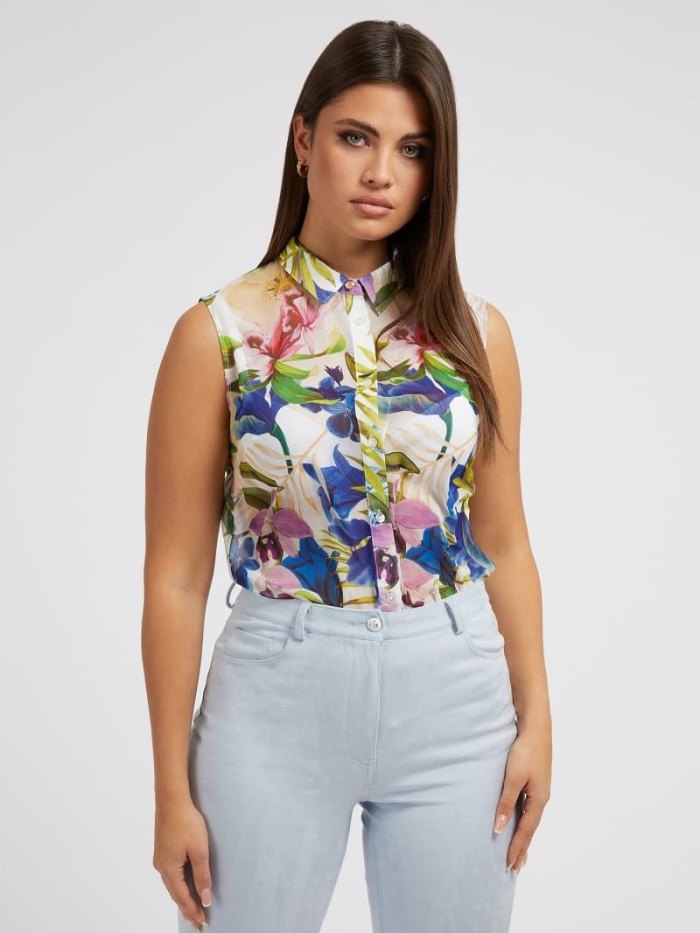 Tops Guess All Over Print Mujer Multicolor | SE-398887