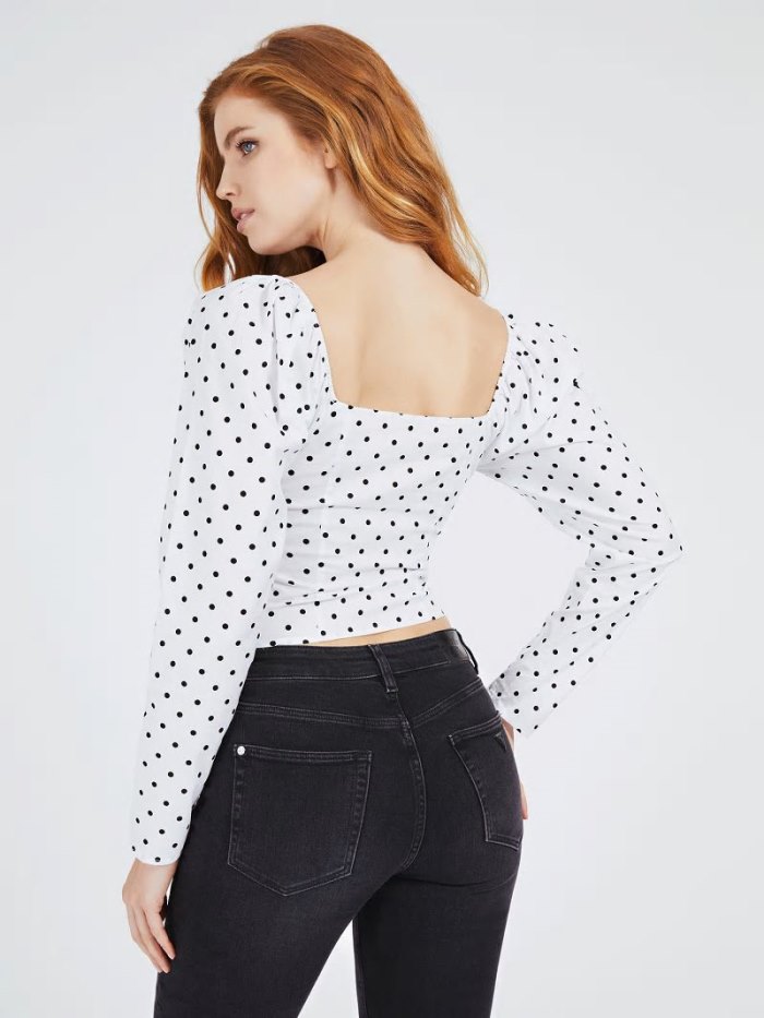 Tops Guess All-over Polka Dot Mujer Blancos | SE-572000