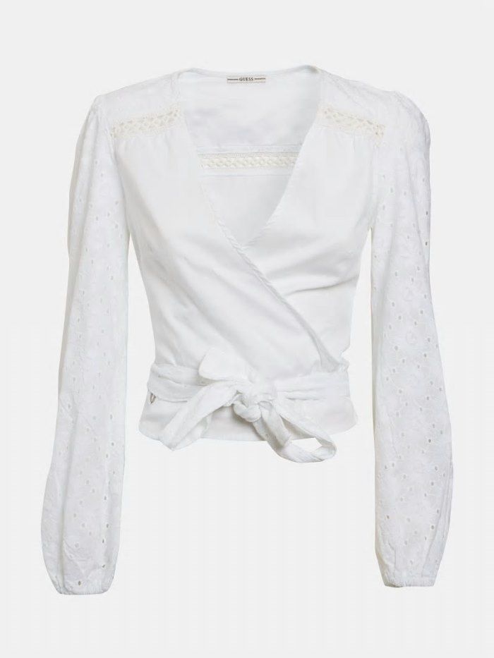 Tops Guess Embroidered Mujer Blancos | SE-002254